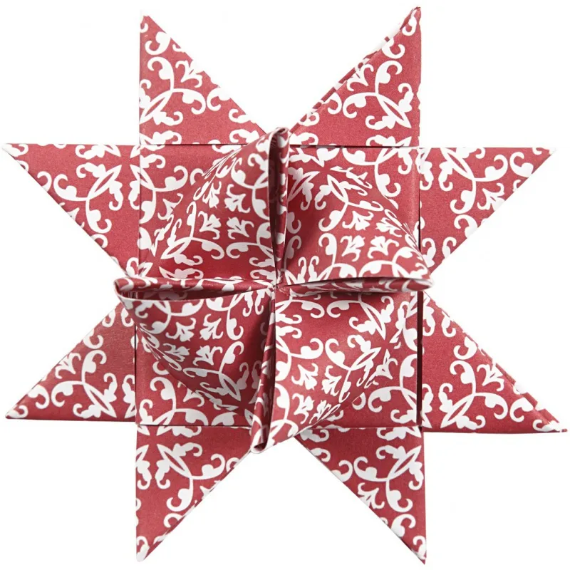 Papierstreifen für Fröbelsterne, L 44+78 cm, D 6,5+11,5 cm, B 15+25 mm, Rot, Weiß, 60 Streifen/ 1 Pck