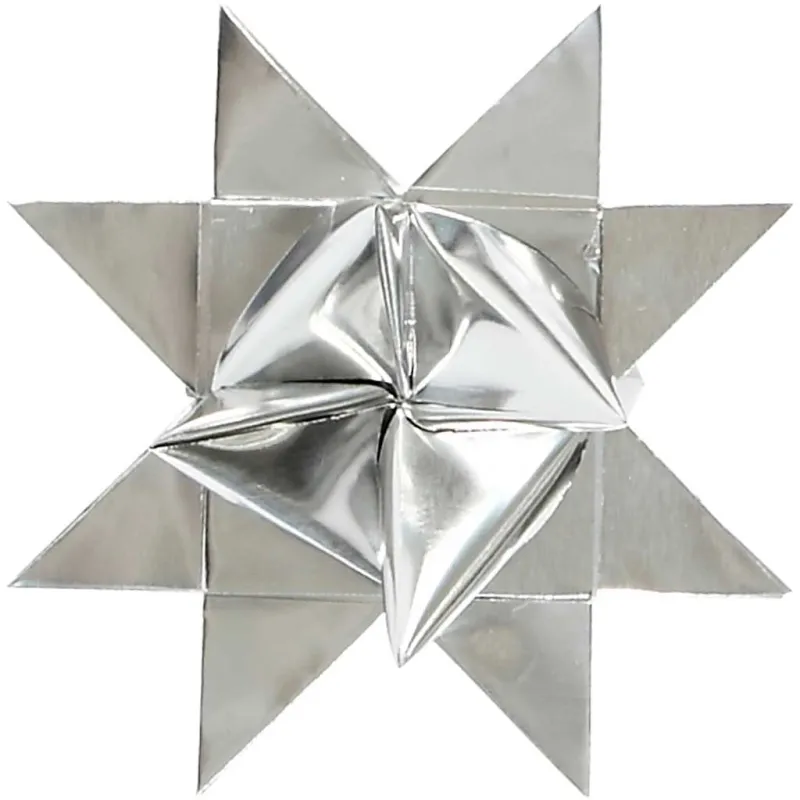Papierstreifen für Sterne, L 45 cm, D 4,5 cm, B 10 mm, Silber, 100 Streifen/ 1 Pck