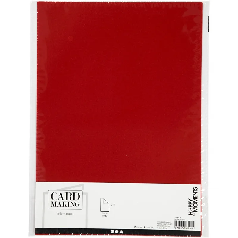 Pergamentpapier, A4, Blatt 210x297 mm, 100 g, Rot, 10 Bl./ 1 Pck