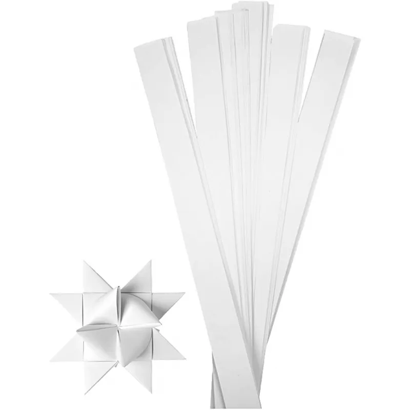 Papierstreifen für Sterne, L 73 cm, B 25 mm, D 11,5 cm, Weiß, 100 Streifen/ 1 Pck