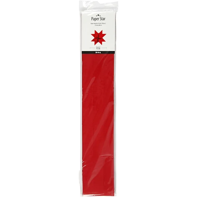 Papierstreifen für Sterne, L 73 cm, D 11,5 cm, B 25 mm, Rot, 100 Streifen/ 1 Pck