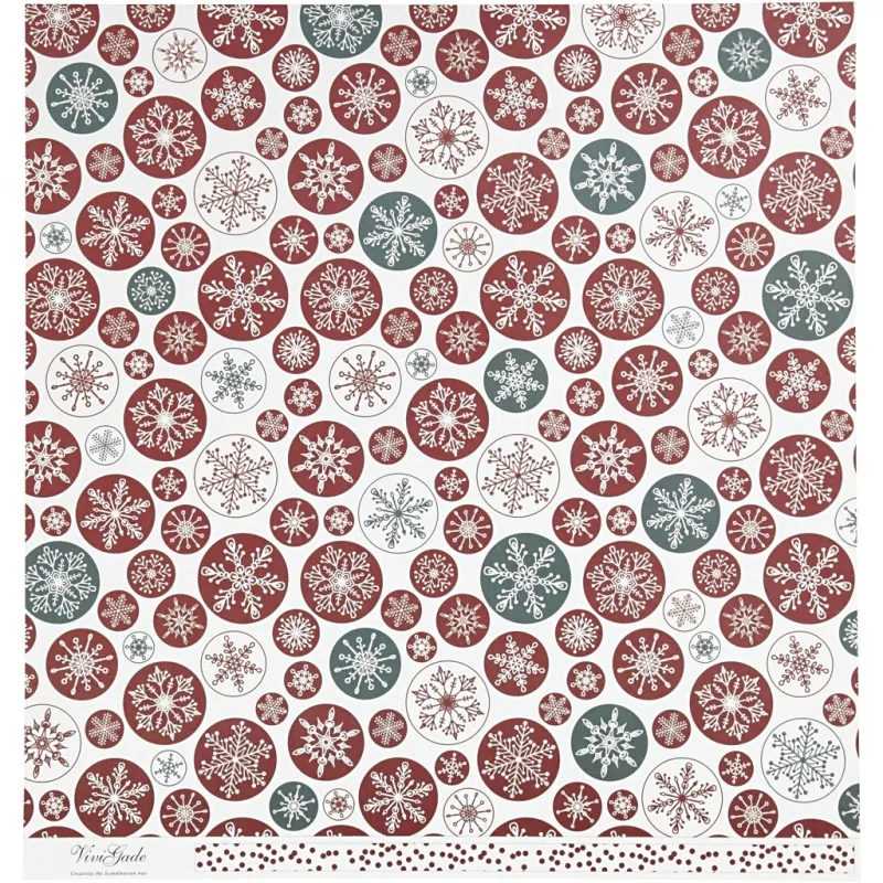 Design-Papier, Eiskristalle / Punkte, Blatt 30,5x30,5 cm, 180 g, 5 Bl./ 1 Pck