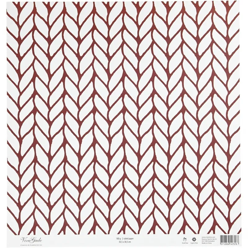 Design-Papier, Hygge / Strickmuster, Blatt 30,5x30,5 cm, 180 g, 5 Bl./ 1 Pck