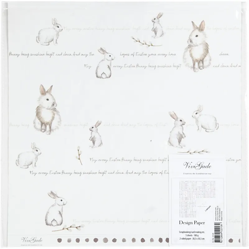 Design-Papier, Häschen, Blatt 30,5x30,5 cm, 180 g, 5 Bl./ 1 Pck