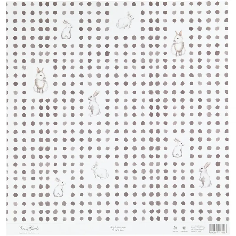 Design-Papier, Häschen, Blatt 30,5x30,5 cm, 180 g, 5 Bl./ 1 Pck