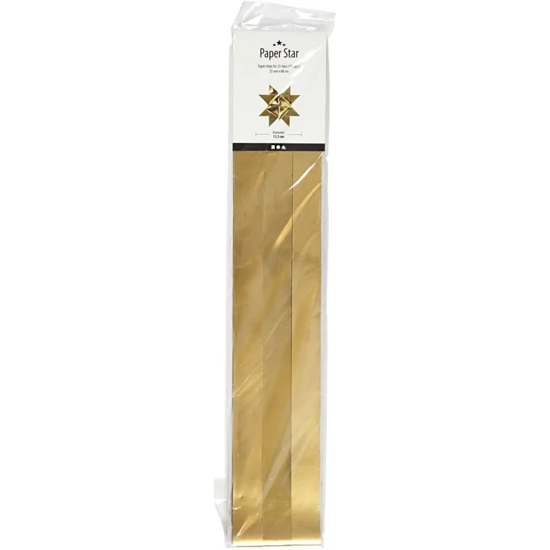 Papierstreifen für Sterne, L 73 cm, D 11,5 cm, B 25 mm, Gold, 100 Streifen/ 1 Pck