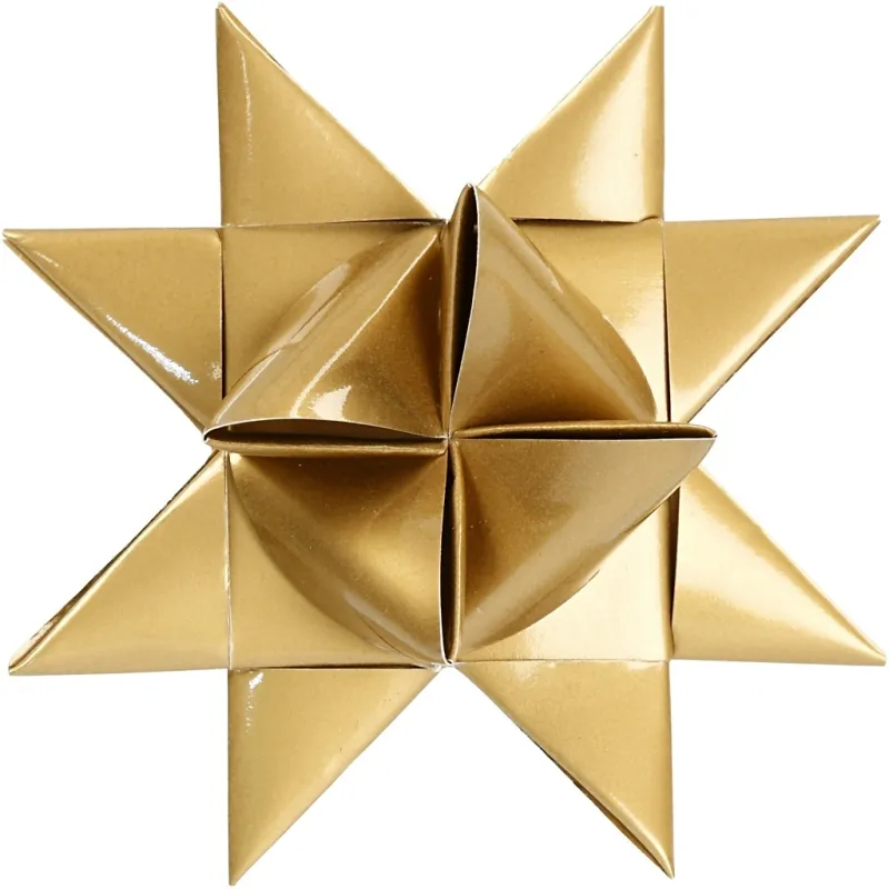 Papierstreifen für Fröbelsterne, L 44+78 cm, B 15+25 mm, D 6,5+11,5 cm, Glitter,Lack, Gold, 40 Streifen/ 1 Pck