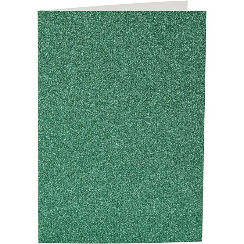 Karten & Kuverts, Kartengröße 10,5x15 cm, Umschlaggröße 11,5x16,5 cm, Glitter, 110+250 g, Grün, 4 Set/ 1 Pck