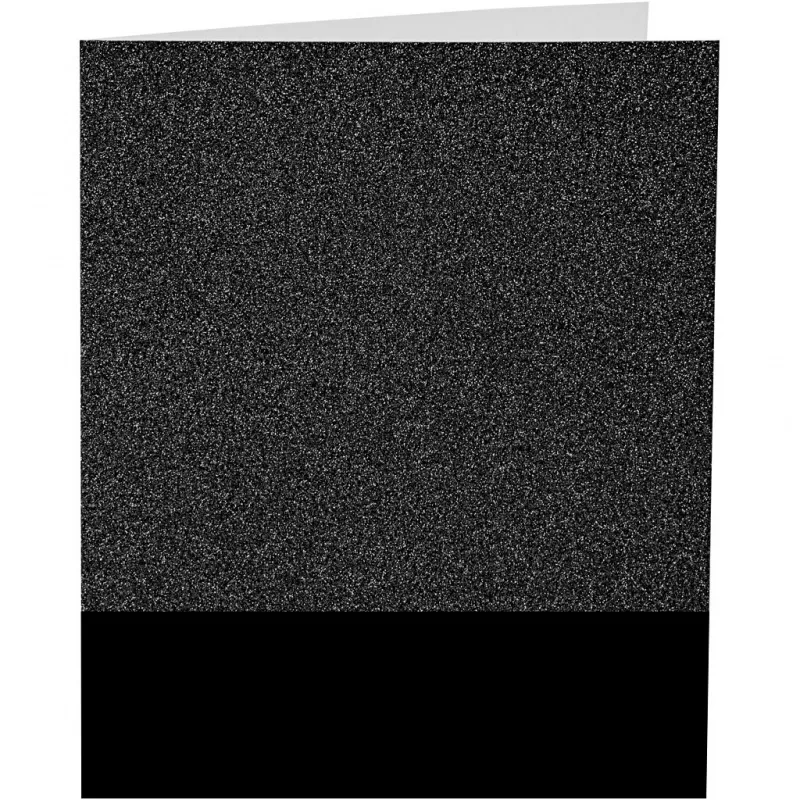 Karten & Kuverts, Kartengröße 10,5x15 cm, Umschlaggröße 11,5x16,5 cm, Glitter, 110+250, Schwarz, 4 Set/ 1 Pck