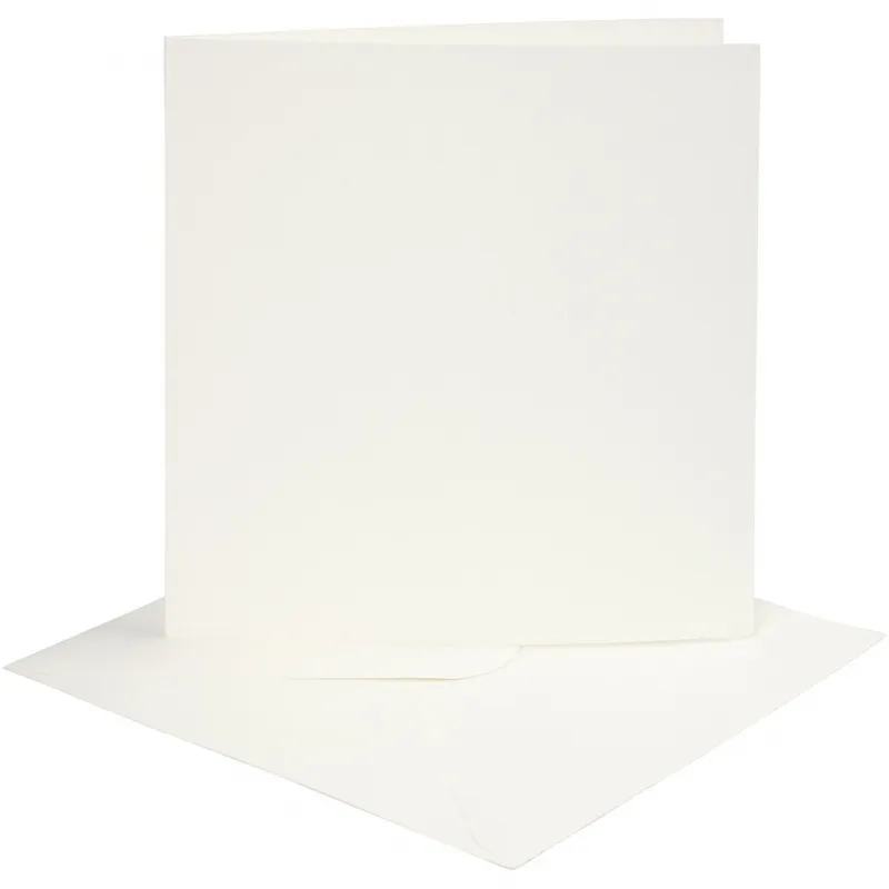 Karten & Kuverts, Kartengröße 15x15 cm, Umschlaggröße 16x16 cm, 220 g, Naturweiß, 4 Set/ 1 Pck