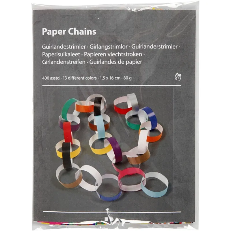 Papierketten, L 16 cm, B 15 mm, Sortierte Farben, 400 Stk/ 1 Pck
