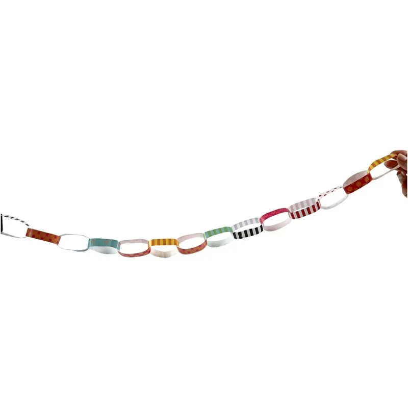 Papierketten, mit Muster, L 16 cm, B 15 mm, 2400 Stk/ 1 Pck