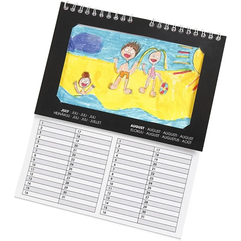 Ewiger Kalender, Größe 19x23 cm, Lochgröße 15,3x9,2 cm, 180 g, 5 Stk/ 1 Pck