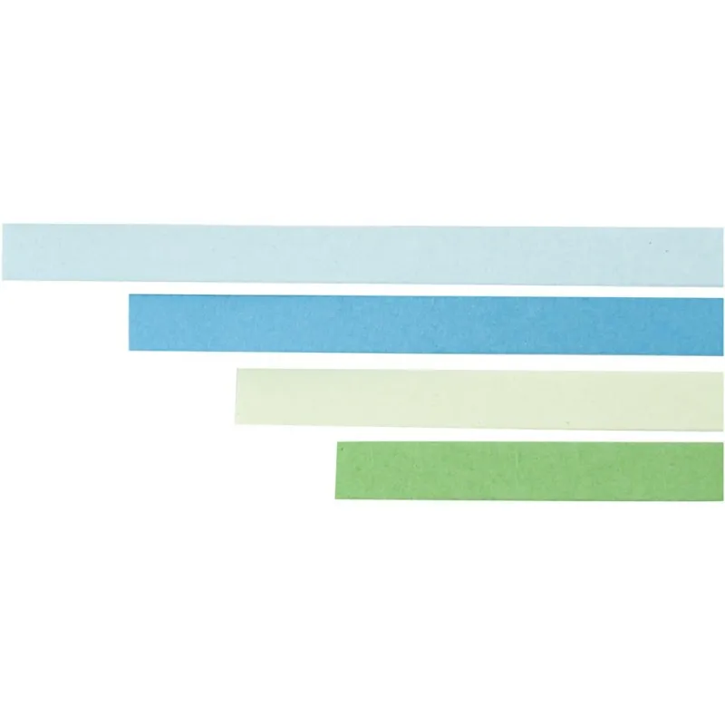 Quilling-Streifen, L 78 cm, B 5 mm, 120 g, Blau, Grün, Lindgrün, Türkis, 100 Stk/ 1 Pck