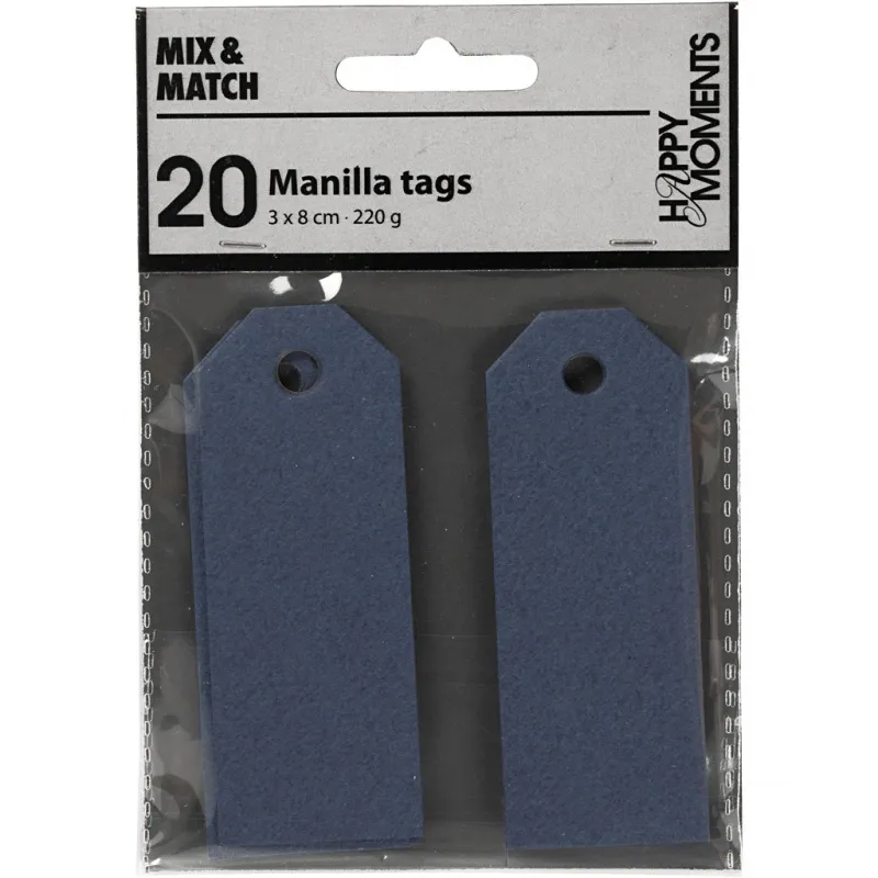 Manila-Anhänger, Größe 3x8 cm, 220 g, Blau, 20 Stk/ 1 Pck