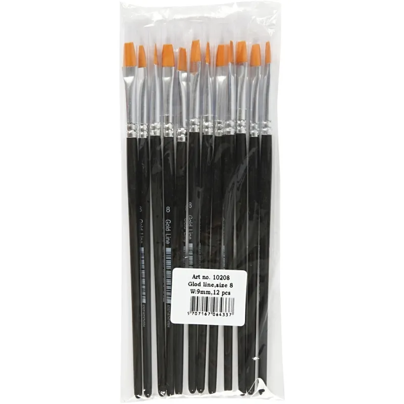 Gold Line Pinsel, Nr. 8, L 18,5 cm, B 8 mm, Flach, 12 Stk/ 1 Pck