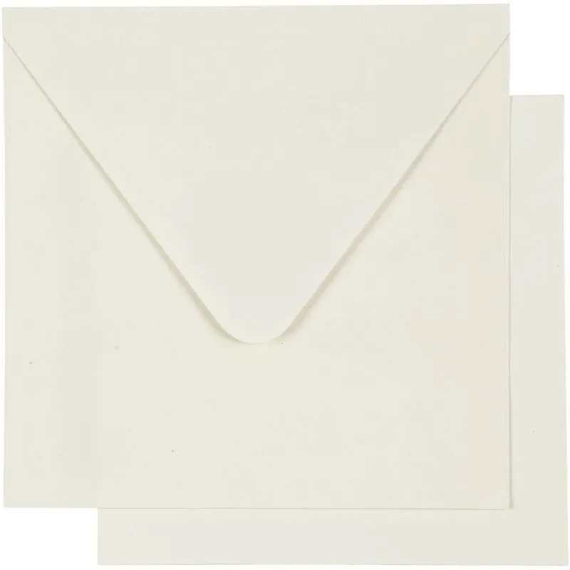 Karten & Kuverts, Kartengröße 12,5x12,5 cm, Umschlaggröße 13,5x13,5 cm, Naturweiß, 10 Set/ 1 Pck