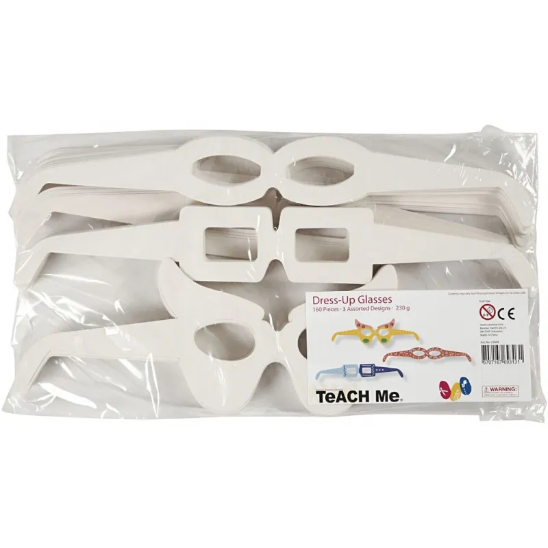 Brillen, H 4,5-10 cm, L 32 cm, Weiß, 160 Stk/ 1 Pck