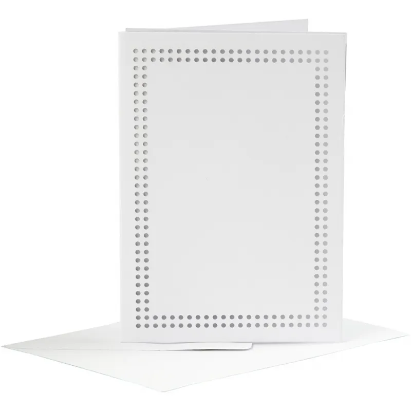 Karten zum Besticken, Kartengröße 10,5x15 cm, Umschlaggröße 11,5x16,5 cm, Weiß, 6 Set/ 1 Pck