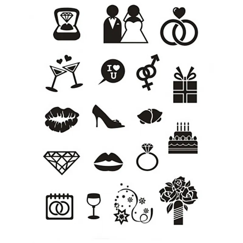 Silikonstempel, Hochzeit, Blatt 11x15,5 cm, 1 Bl.