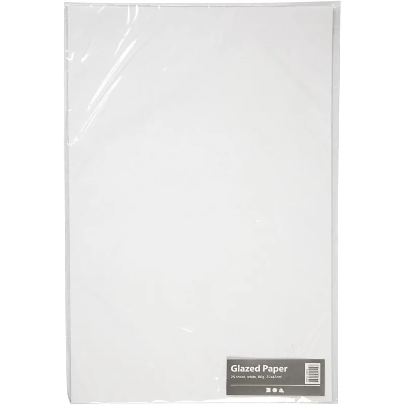 Glanzpapier, Blatt 32x48 cm, 80 g, Weiß, 25 Bl./ 1 Pck