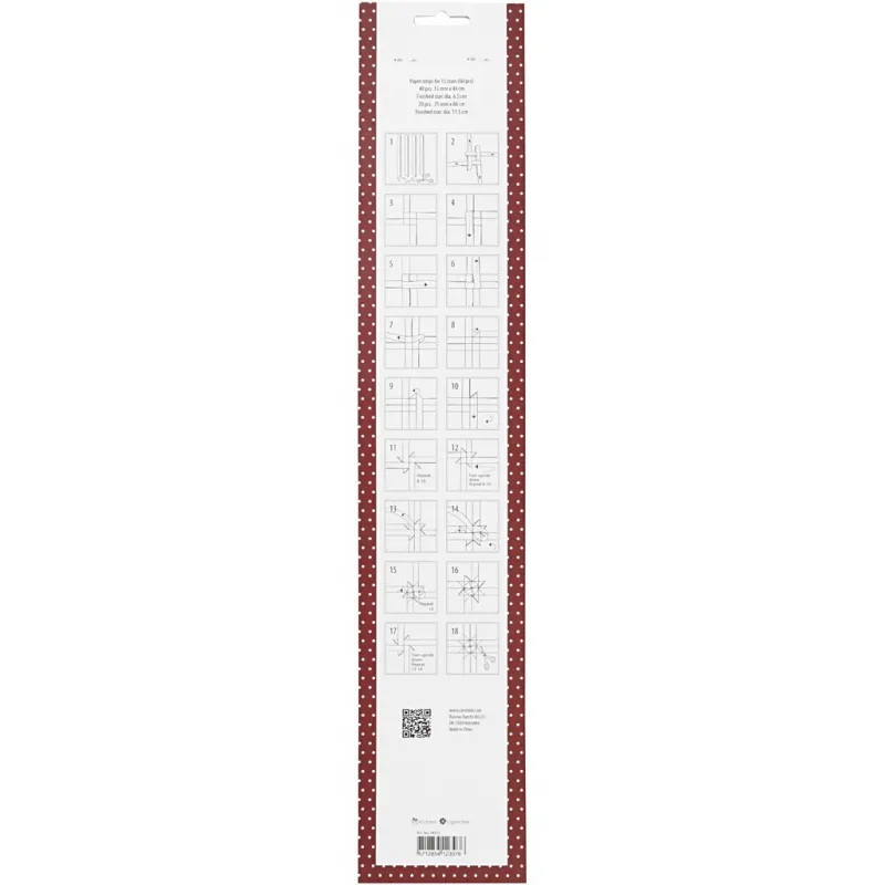 Papierstreifen für Fröbelsterne, L 44+78 cm, D 6,5+11,5 cm, B 15+25 mm, Rot, Weiß, 60 Streifen/ 1 Pck