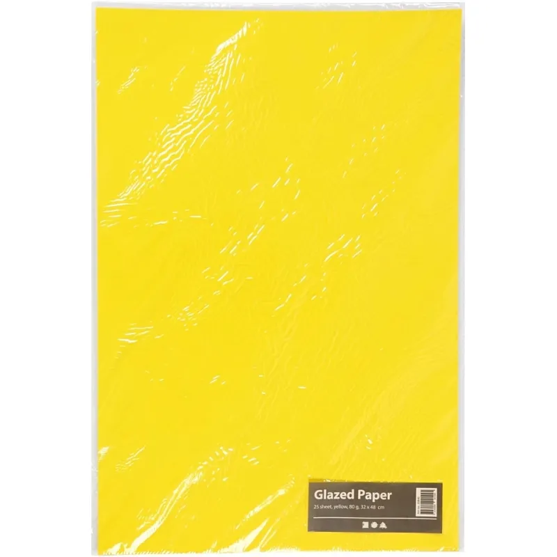 Glanzpapier, Blatt 32x48 cm, 80 g, Gelb, 25 Bl./ 1 Pck