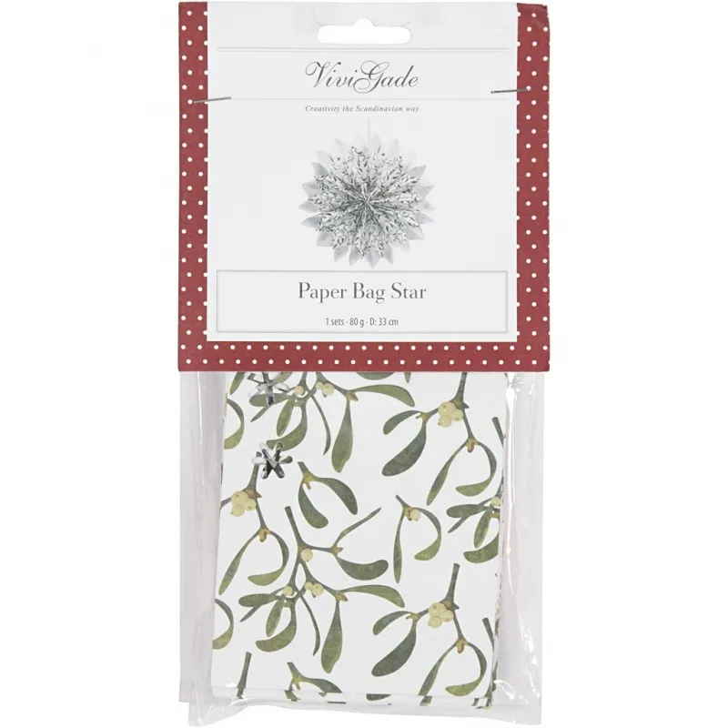 Sterne aus Papiertüten, 80 g, Grün, Weiß, 1 Set