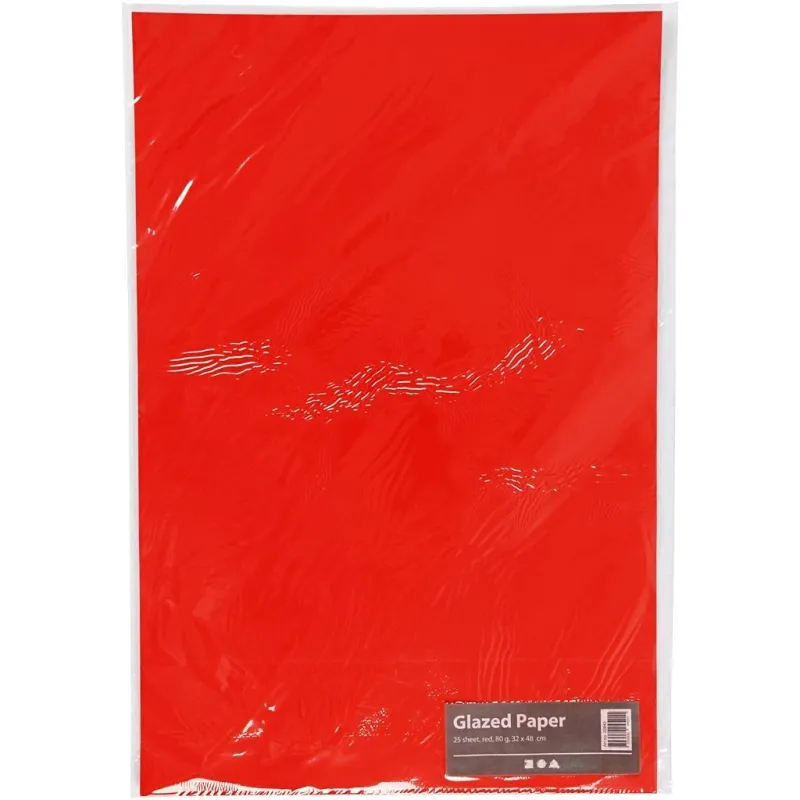 Glanzpapier, Blatt 32x48 cm, 80 g, Rot, 25 Bl./ 1 Pck