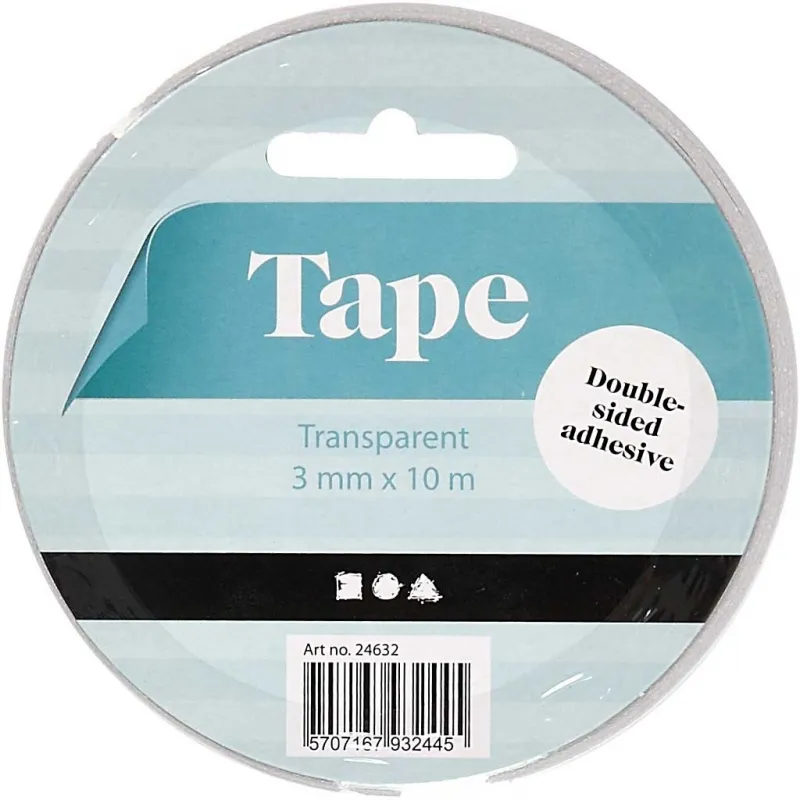 Doppelseitiges Klebeband, B 3 mm, 10 m/ 1 Rolle