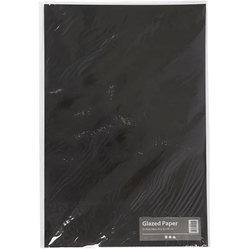 Glanzpapier, Blatt 32x48 cm, 80 g, Schwarz, 25 Bl./ 1 Pck