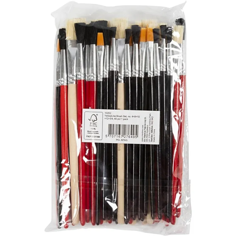 YellowLine Pinsel-Set, Nr. 4+8+10+12+3/4, 60 Stk/ 1 Pck
