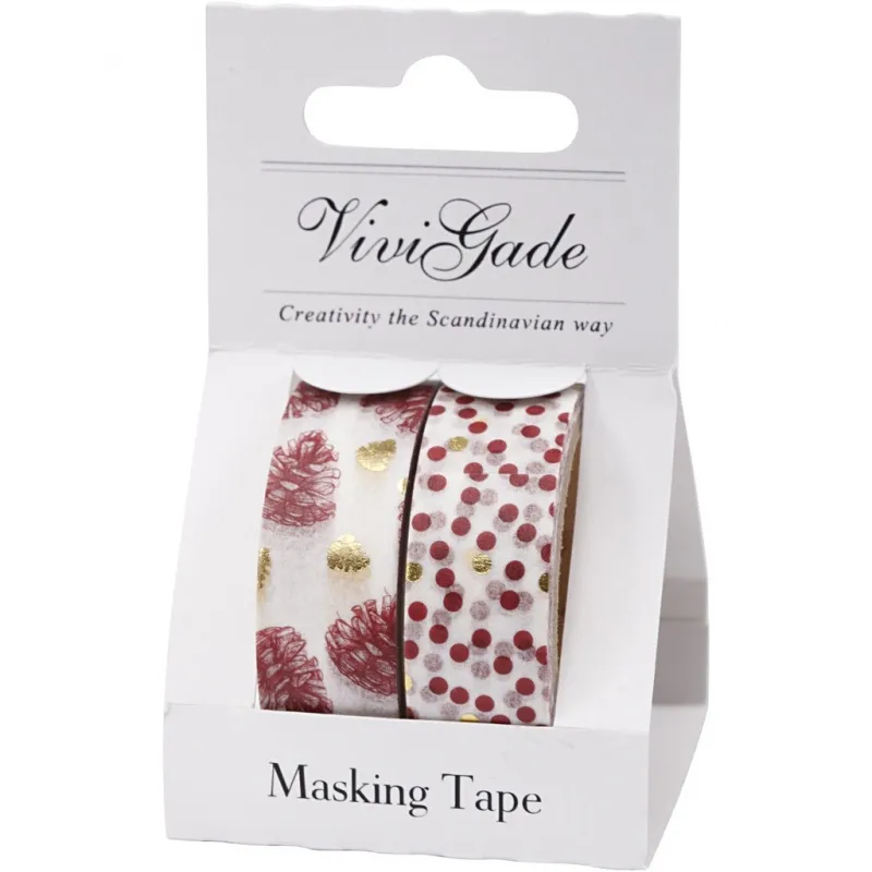 Washi Tape, Zapfen und Punkte - Glanzfolie, B 15 mm, 2x4 m/ 1 Pck