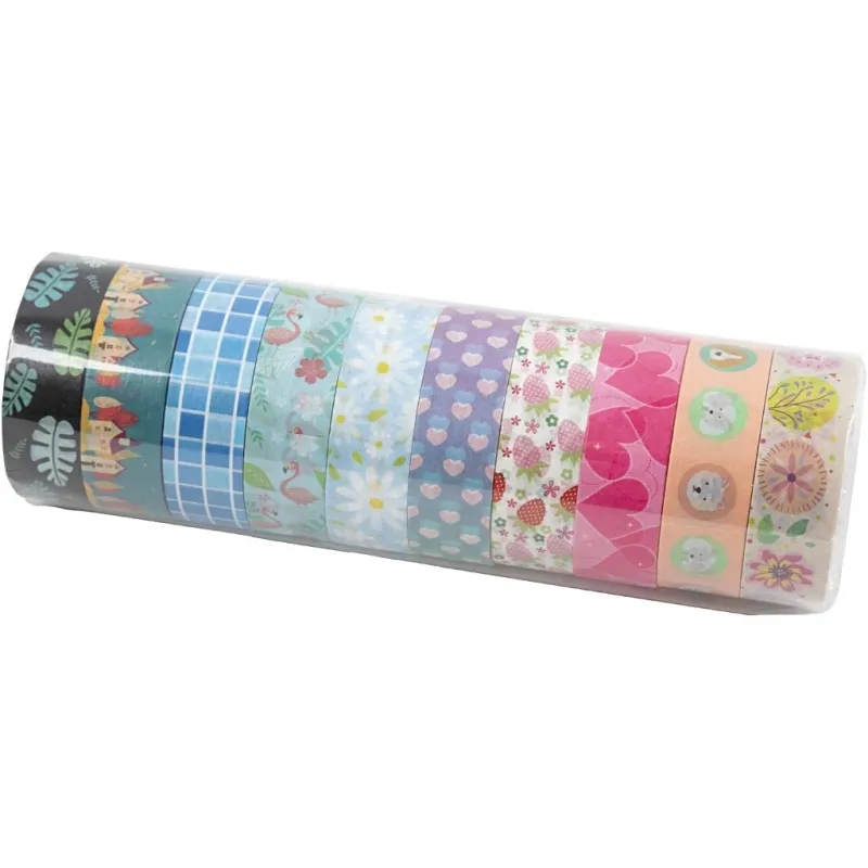 Washi Tape - Set, B 15 mm, 10x10 m/ 1 Pck