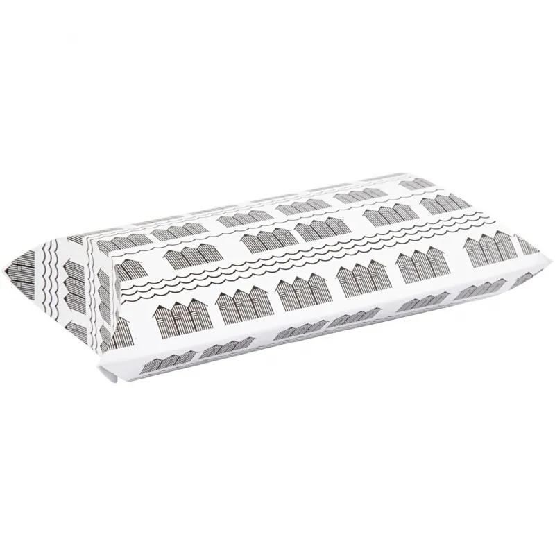 Faltbare Geschenkbox, Badehaus, Größe 18x15x6 cm, 300 g, Schwarz, Weiß, 3 Stk/ 1 Pck