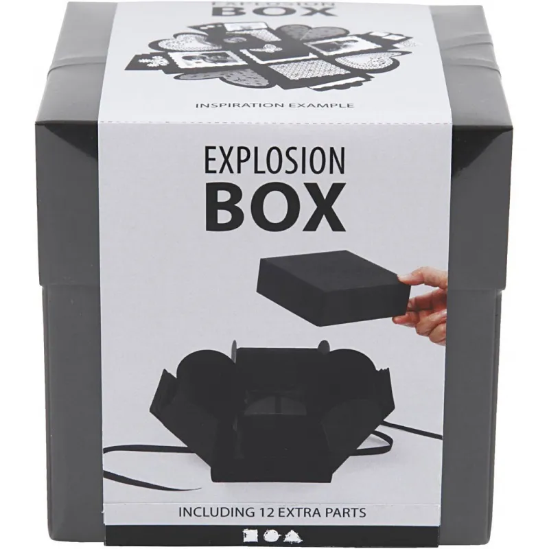 Explosions-Box, Größe 7x7x7,5+12x12x12 cm, Schwarz, 1 Stk