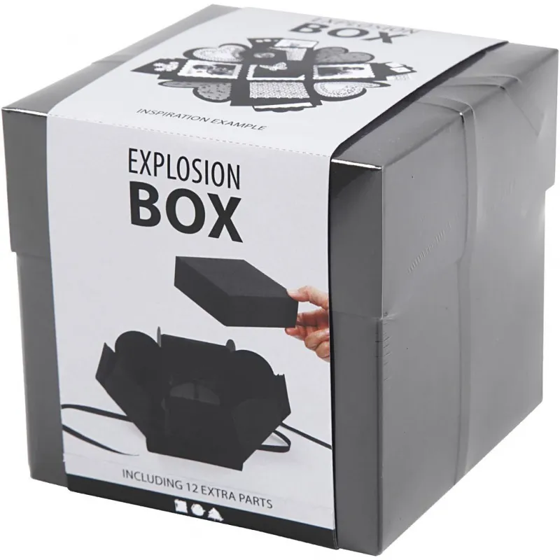 Explosions-Box, Größe 7x7x7,5+12x12x12 cm, Schwarz, 1 Stk