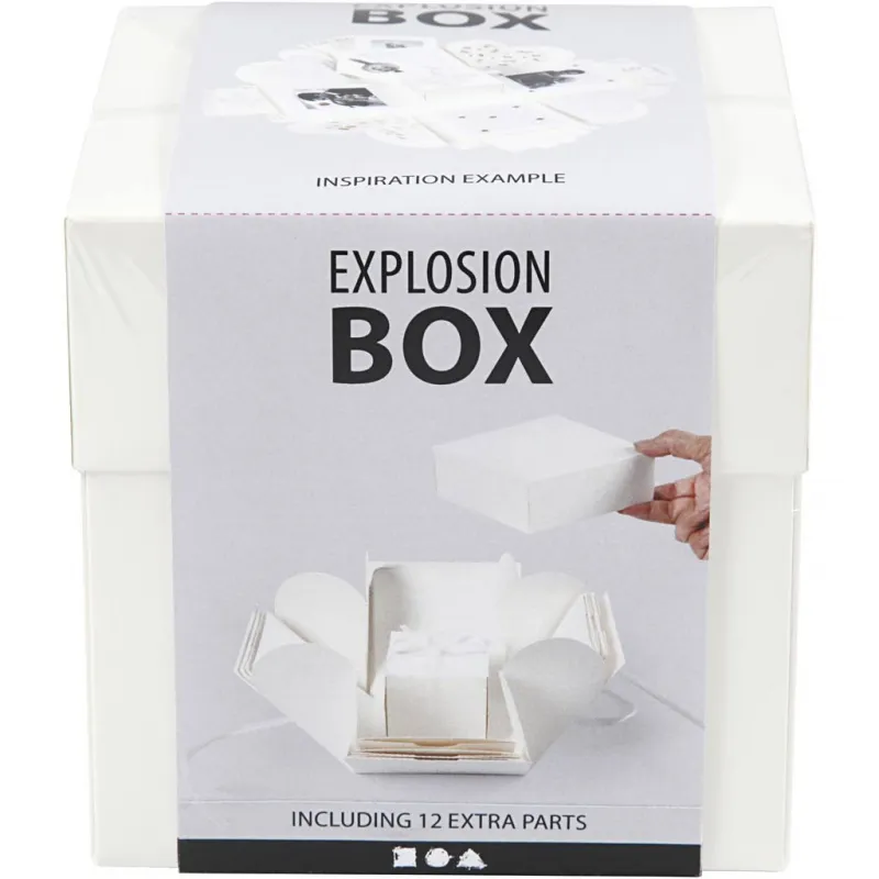 Explosions-Box, Größe 7x7x7,5+12x12x12 cm, Naturweiß, 1 Stk