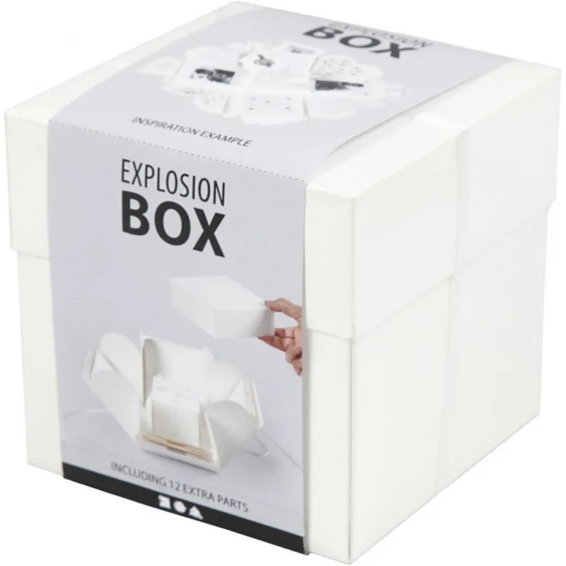 Explosions-Box, Größe 7x7x7,5+12x12x12 cm, Naturweiß, 1 Stk