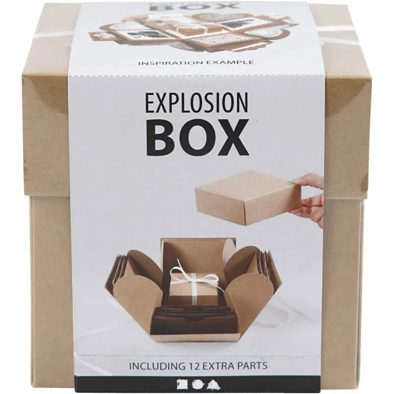 Explosions-Box, Größe 7x7x7,5+12x12x12 cm, Natur, 1 Stk