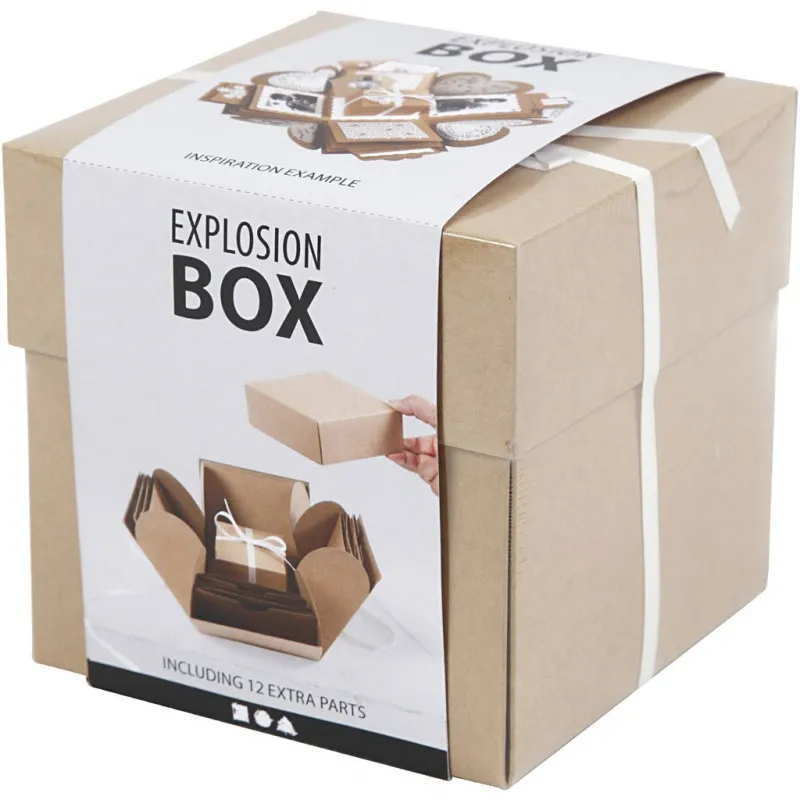 Explosions-Box, Größe 7x7x7,5+12x12x12 cm, Natur, 1 Stk