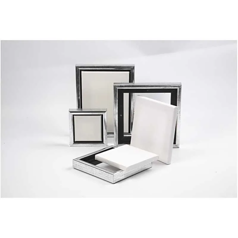 Leinwand mit Holzrahmen, Größe 10x10 cm, 360 g, Weiß, 6 Stk/ 1 Pck