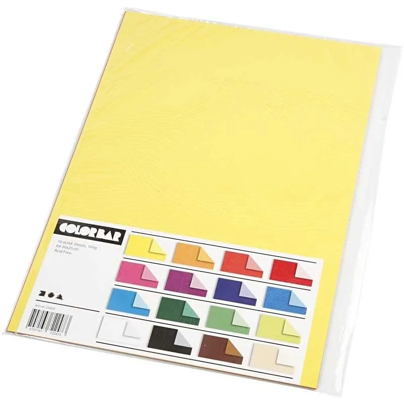 Color Bar-Papier, A4, Blatt 210x297 mm, 100 g, 16 Bl. sort./ 1 Pck