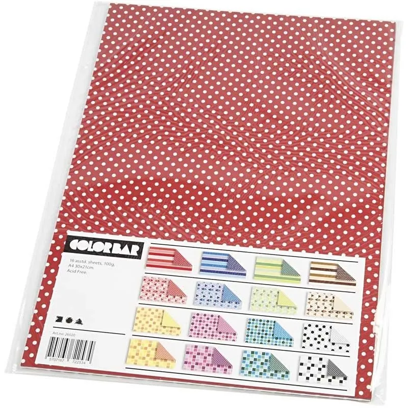 Color Bar-Papier, A4, Blatt 210x297 mm, 100 g, 16 Bl. sort./ 1 Pck