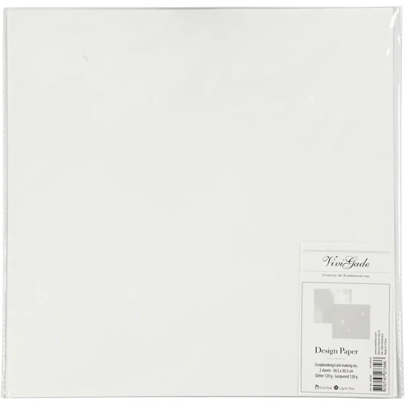 Design-Papier, Blatt 30,5x30,5 cm, 120+128 g, Weiß, 2 Bl./ 1 Pck