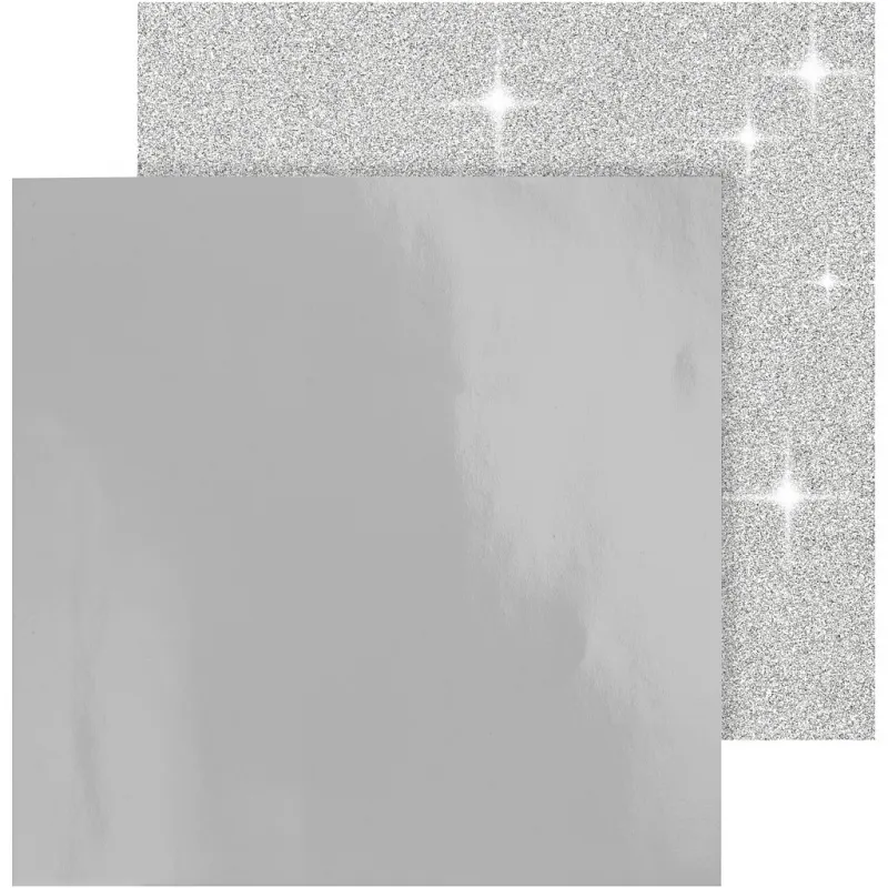 Design-Papier, Blatt 30,5x30,5 cm, 120+128 g, Silber, 2 Bl./ 1 Pck