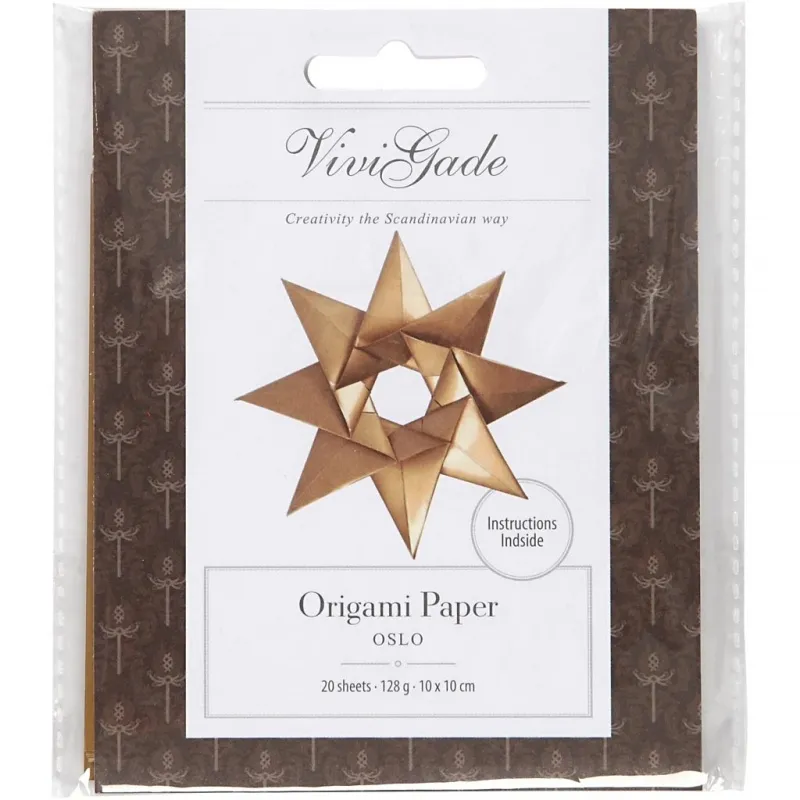 Origami-Papier, Größe 10x10 cm, 128 g, Gold, 20 Bl./ 1 Pck