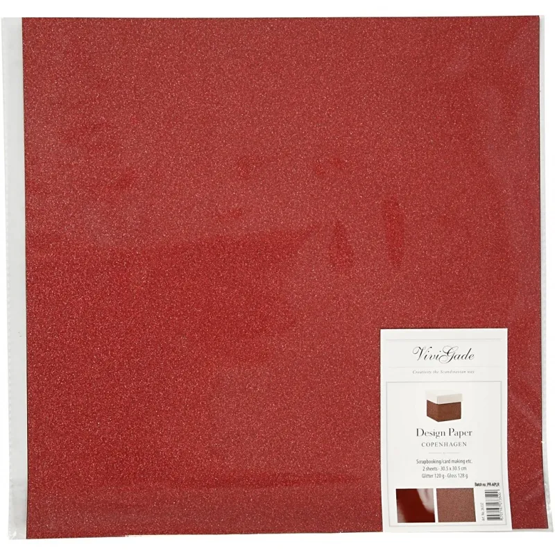 Design-Papier, Blatt 30,5x30,5 cm, 120+128 g, Rot, 2 Bl./ 1 Pck