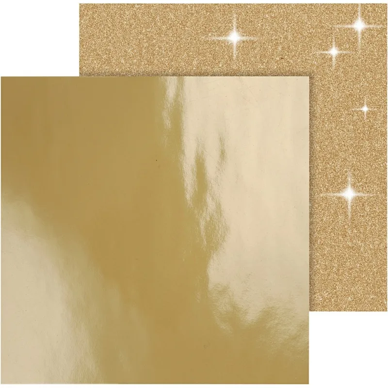 Design-Papier, Blatt 30,5x30,5 cm, 120+128 g, Gold, 2 Bl./ 1 Pck