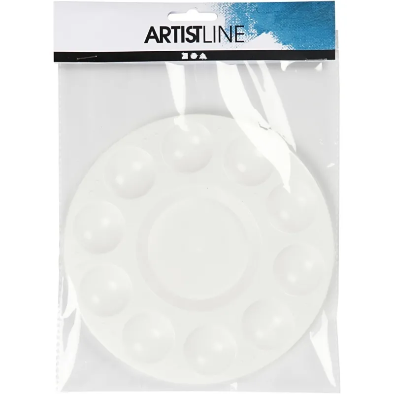 Palette, Runde Palette mit 11 Mulden, D 17 cm, Weiß, 1 Stk